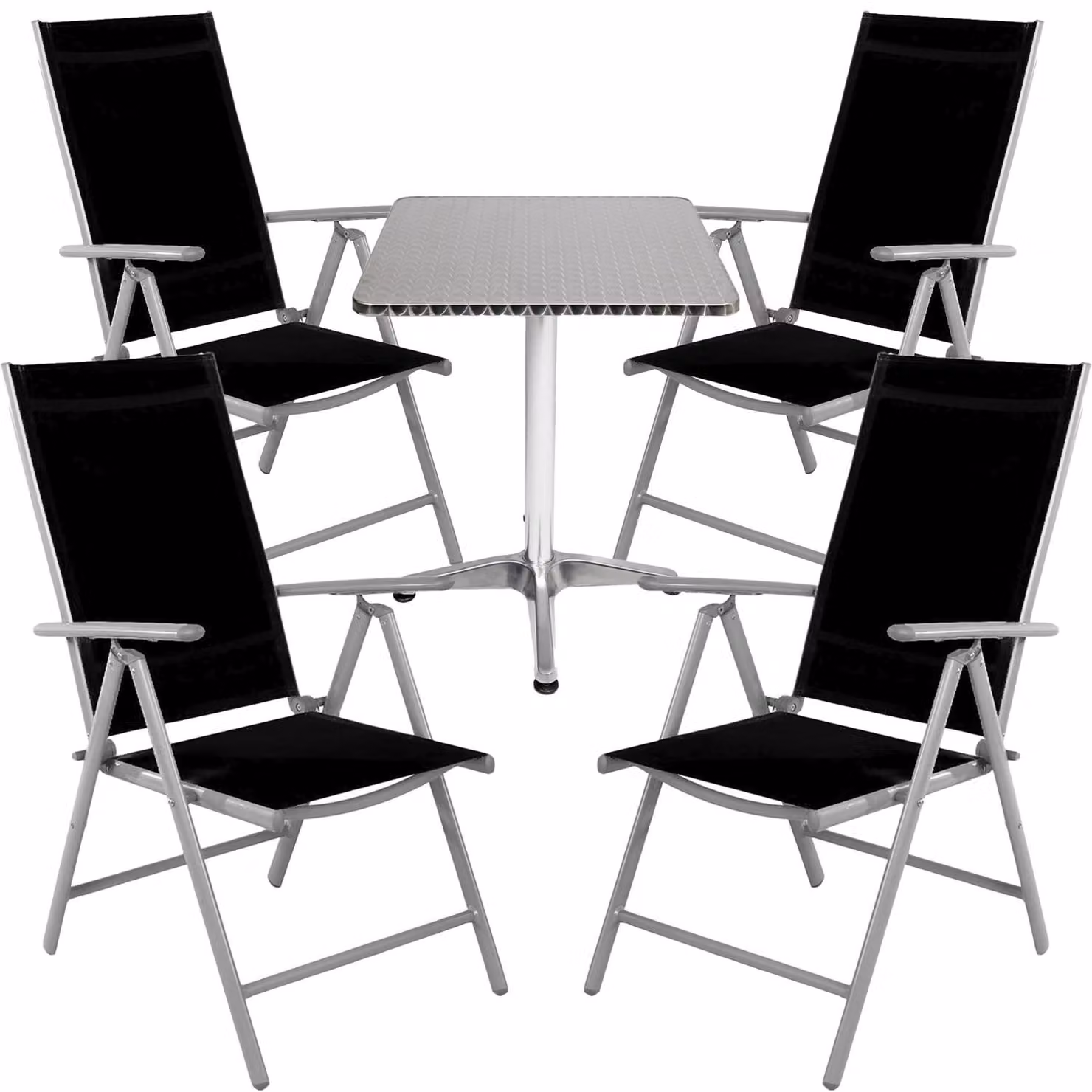 Set da bistrot 5 pezzi in alluminio - Tessuto / Nero
