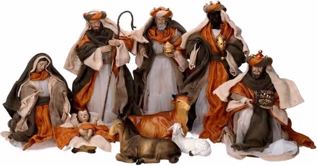 Natività tessuto set 9pz ocra cm xh30,5