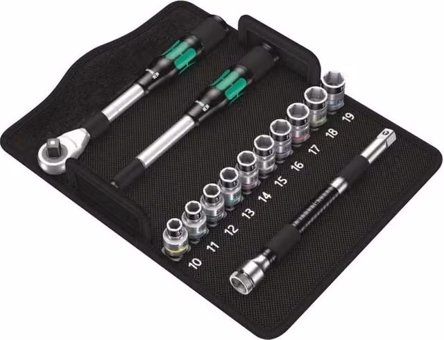 Set di cricchetti Wera Zyklop Hybrid 1/2'' 13 pezzi in acciaio con astuccio tessile nero e argento – 1