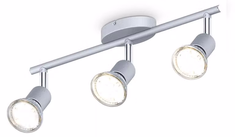 B.K.Licht - Plafoniera LED orientabile, include 3 lampadine LED GU10 da 3 W, 250 lm, luce calda, metallo color titanio, faretto da soffitto LED, lampada da soffitto moderna, 230 V, IP20