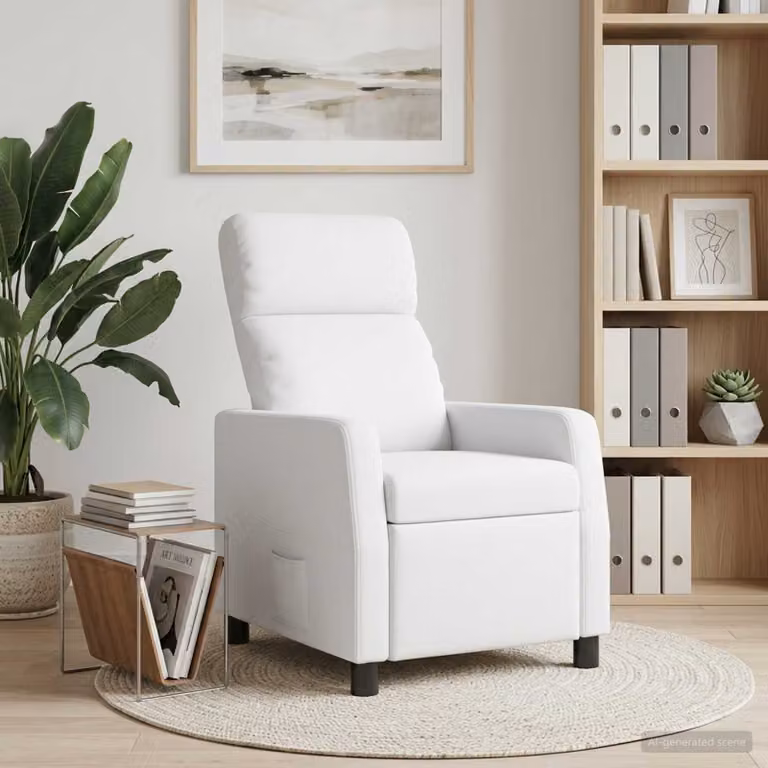 Poltrona reclinabile relax vidaXL in tessuto bianco con braccioli e struttura moderna