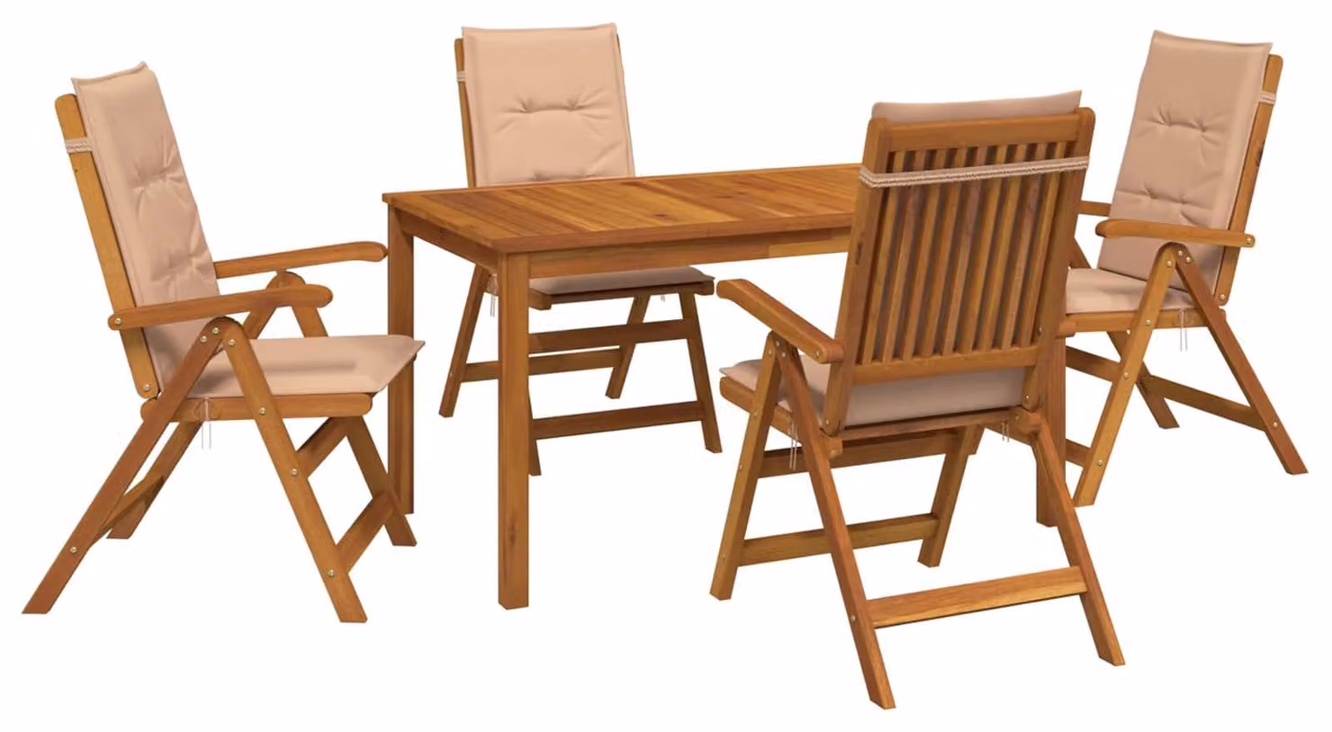 Set da pranzo da giardino, 5 pezzi, in legno massello di acacia naturale