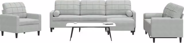Set di Divani 4 pz con Cuscini e Rinforzi Grigio Chiaro Velluto 3278461