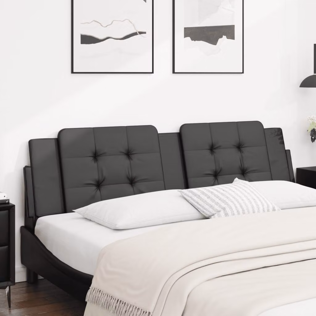 Testiera per letto imbottita vidaXL Zadar in similpelle nera, Larghezza: 180 cm
