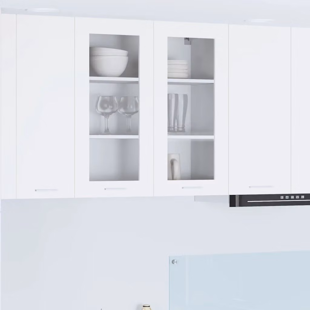 Armadio pensile da cucina vidaXL Bianco con ante in vetro e ripiani interni in MDF L 80 x P 31 x H 80 cm