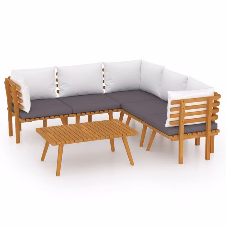 Set Divani da Giardino 6 pz con Cuscini in Massello di Acacia