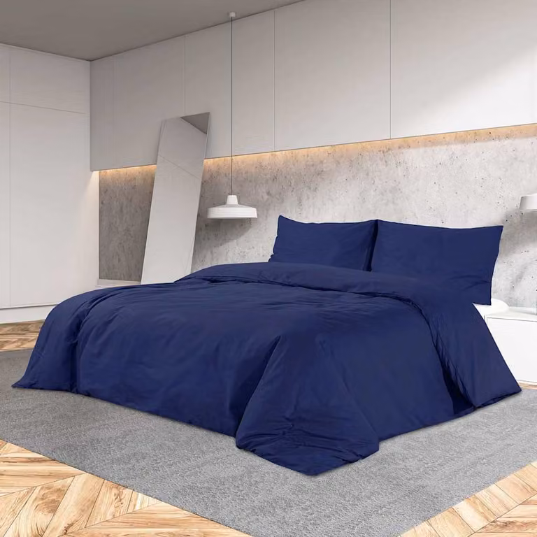 Set Copripiumino e Federe vidaXL in Cotone Blu, 140 x 200 cm