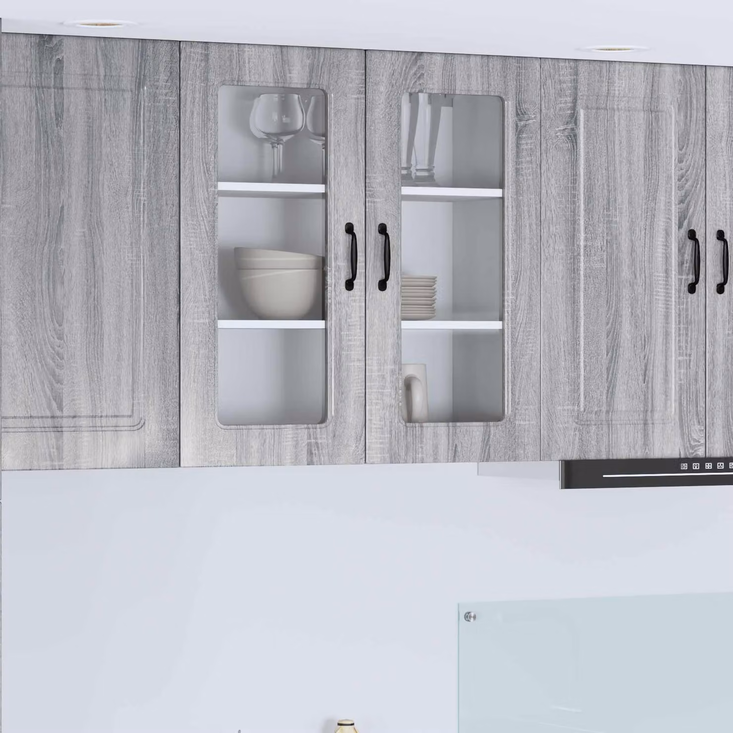vidaXL Pensile da cucina Kalmar moderno in legno e MDF Grigio L: 80 cm, P: 31 cm, H: 80 cm