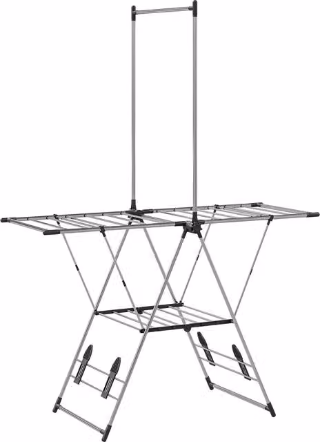 Stendibiancheria da pavimento pieghevole HOMCOM con ali regolabili a 5 livelli, Argento, L: 139 cm, P: 62,5 cm, H: 201 cm – 1