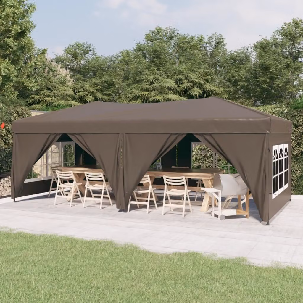Maison Exclusive - Tenda da festa pieghevole con pareti laterali, color tortora, 3x6 metri