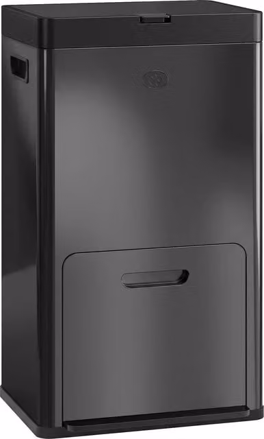 Bidone da cucina a pedale HOMCOM in acciaio inossidabile con 3 scomparti, chiusura morbida e filtro per odori, Nero, 56 l – 1
