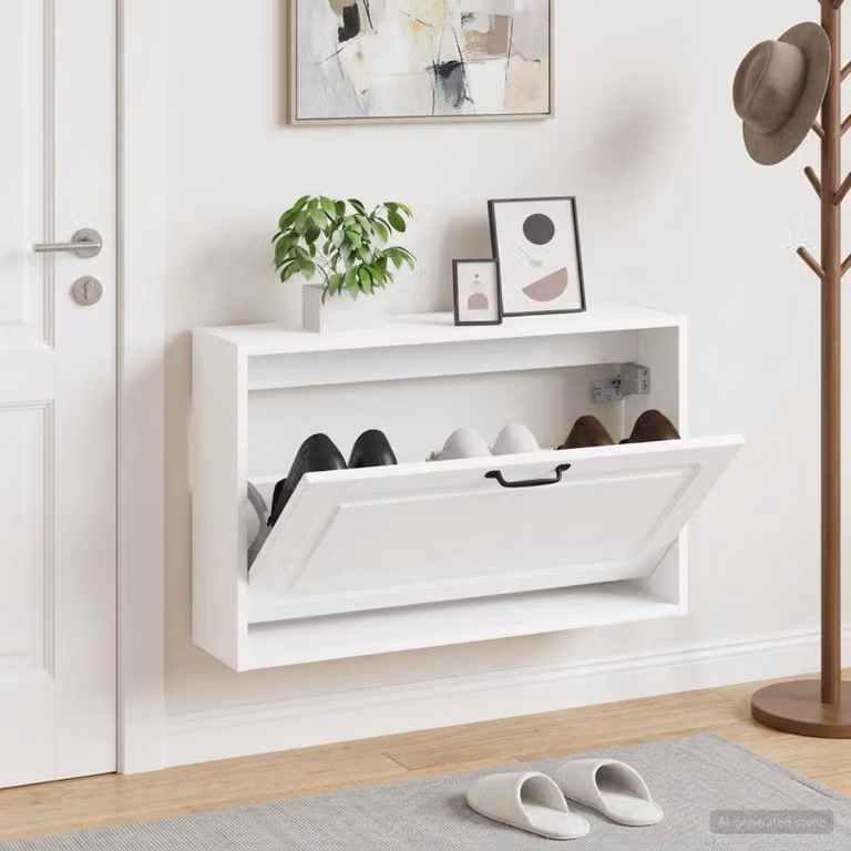 Mobiletto per scarpe da muro vidaXL UTRECHT moderno Bianco L: 71 cm, P: 17 cm, H: 43 cm