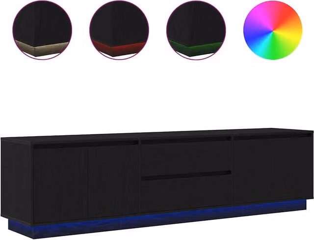 Mobile TV | Armadietto TV | Mobile Porta TV con Luci LED Rovere Nero 193,5x41x50 cm