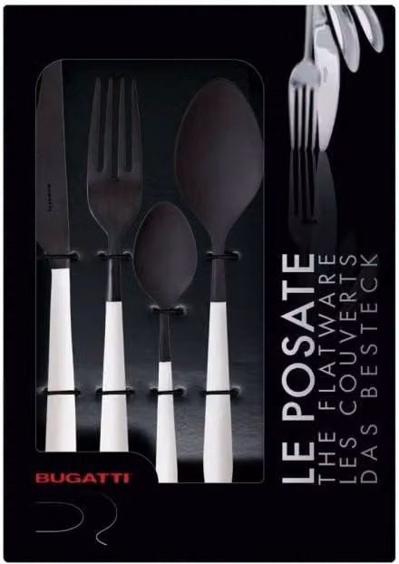 ARES BLACK DIAMOND, Posate Set 24 pz, Scatola Window, Casa Bugatti Colore: Grigio
