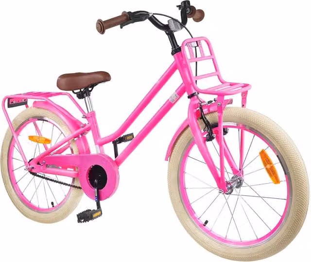 Bicicletta per bambini da 18 pollici rosa con struttura in metallo e pneumatici in gomma