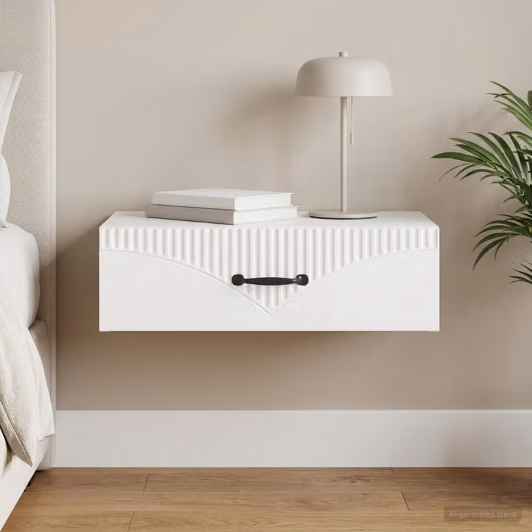 Tavolino da parete laterale vidaXL moderno in MDF bianco L: 59 cm, P: 34,5 cm, H: 17 cm