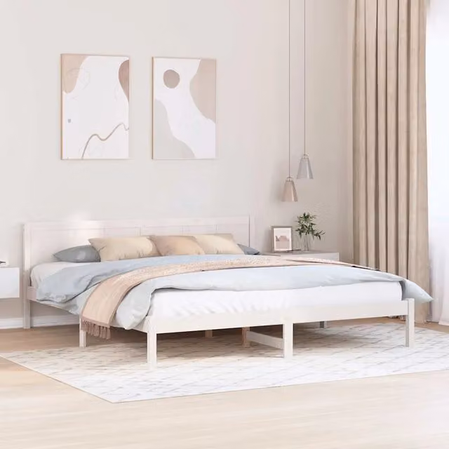 Struttura del letto-Giroletto-Rete del Letto Bianco 180 x 200 cm Legno massello di pino 728599