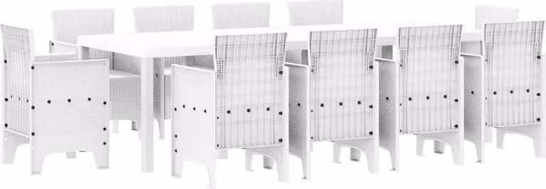 Set da Pranzo per Giardino 11 pcs Bianco Polipropilene