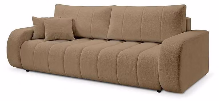Divano a tre posti con funzione letto, modello Baloa, colore caramello