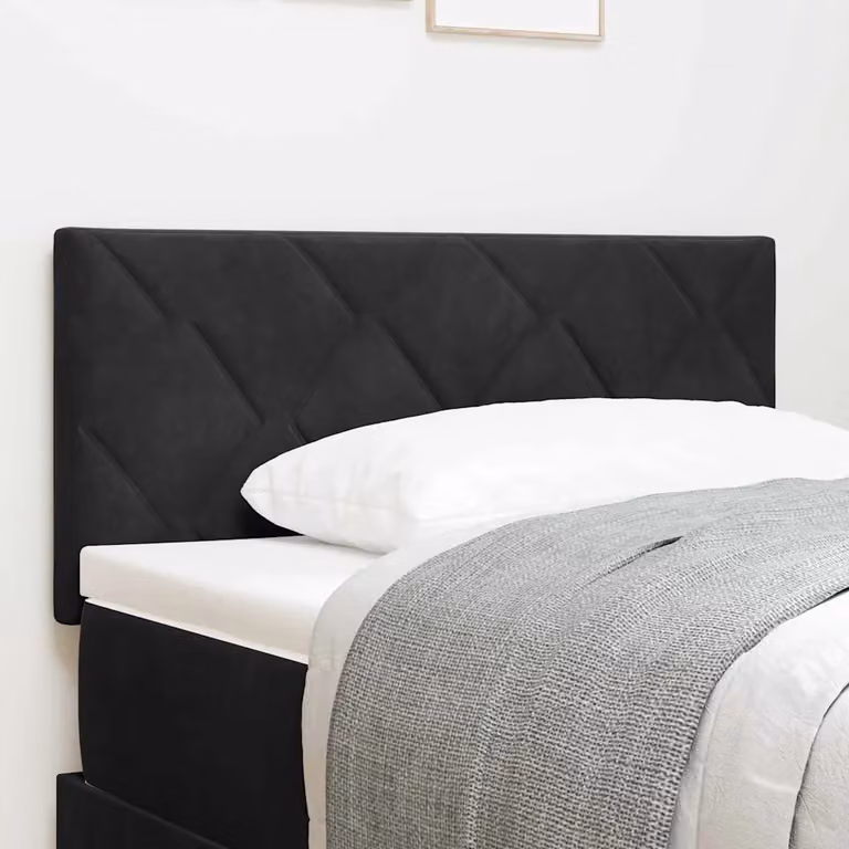 Testiera per letto vidaXL in velluto nero con struttura in legno di pino, Larghezza: 90 cm