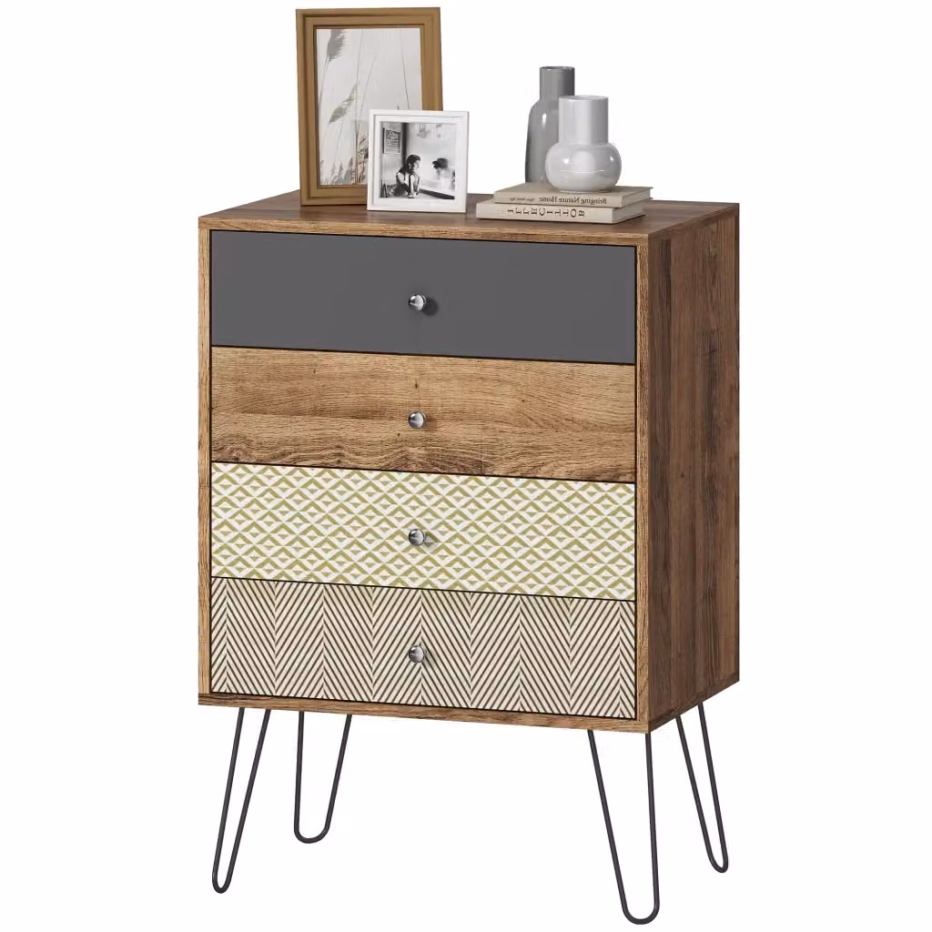 Comò Minimal con 4 cassetti Multicolor L: 60 cm, P: 39 cm, H: 86 cm – 2