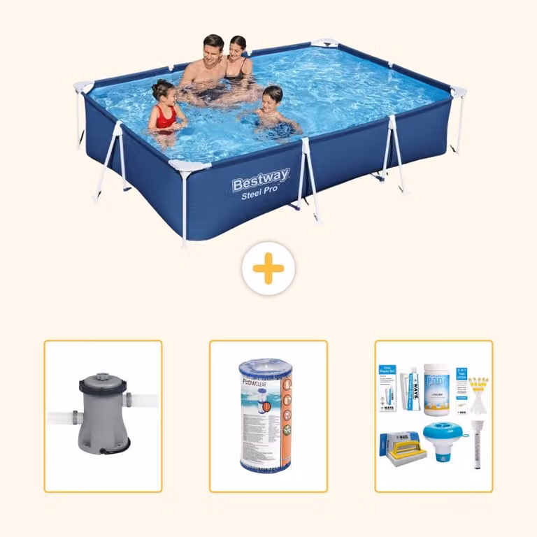 Bestway Steel Pro, piscina rettangolare - 300x201x66 cm - 4 pezzi - Modello S22726