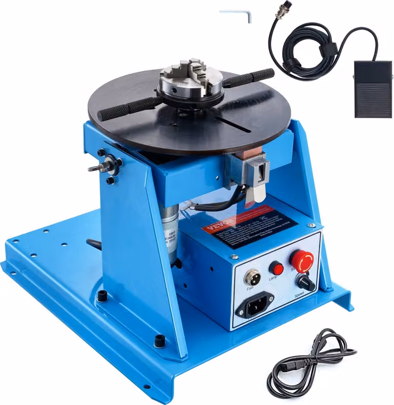 Tavola girevole di saldatura 20 W Posizionatore di saldatura 1-12 giri/min Manipolatore 10 kg (orizzontale)/5 kg (verticale) Tavola girevole con angolo di inclinazione 0-90° K01-63 Mandrino a tre griffe per taglio, rettifica, assemblaggio