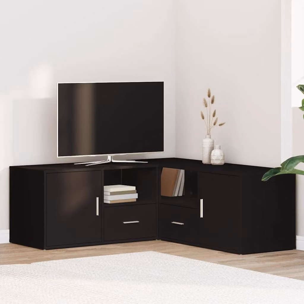 vidaXL Mobile Angolare Nero 200x40x45 cm in Truciolato