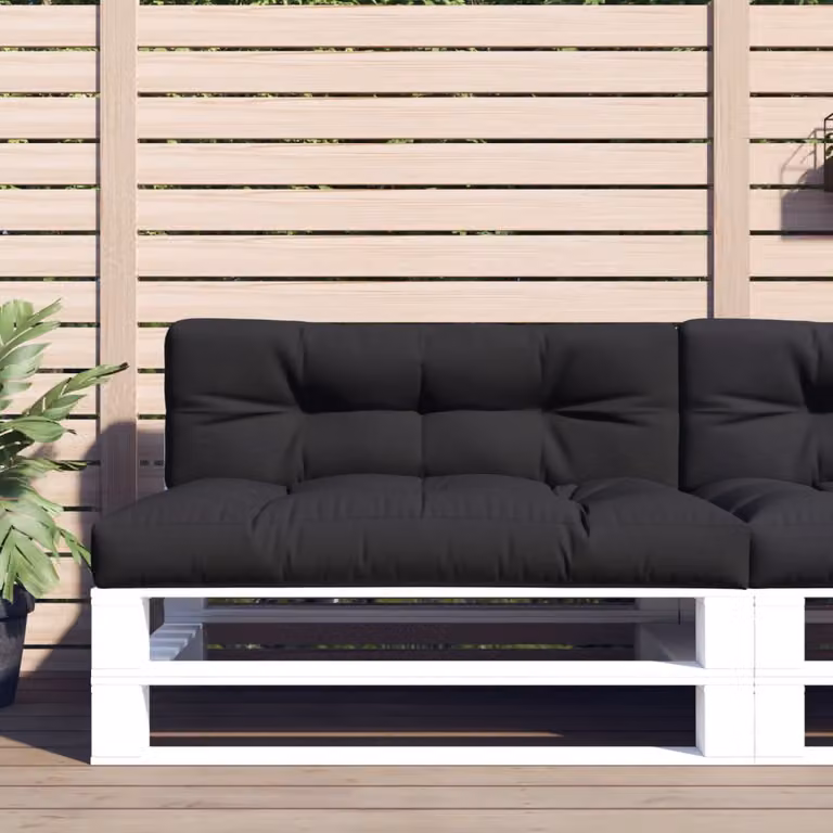 vidaXL Set di 2 Cuscini per Pallet Neri in Poliestere Idrorepellente e Resistenti ai Raggi UV L/P: 120 x 120 cm, H: 12 cm