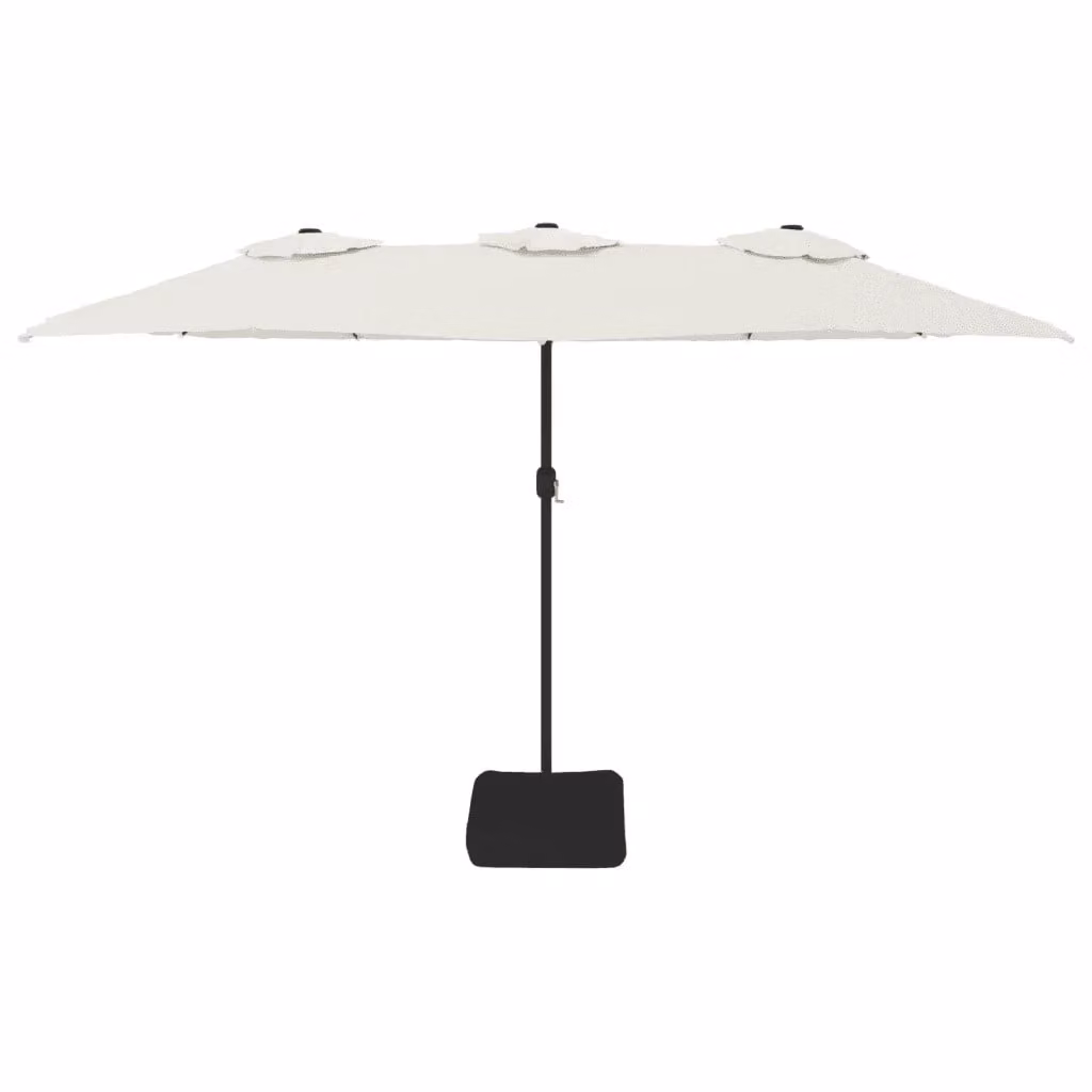 Ombrellone da giardino a doppia testa con illuminazione LED HELLOSHOP26 in poliestere color sabbia e acciaio L: 449 cm, P: 265 cm, H: 245 cm