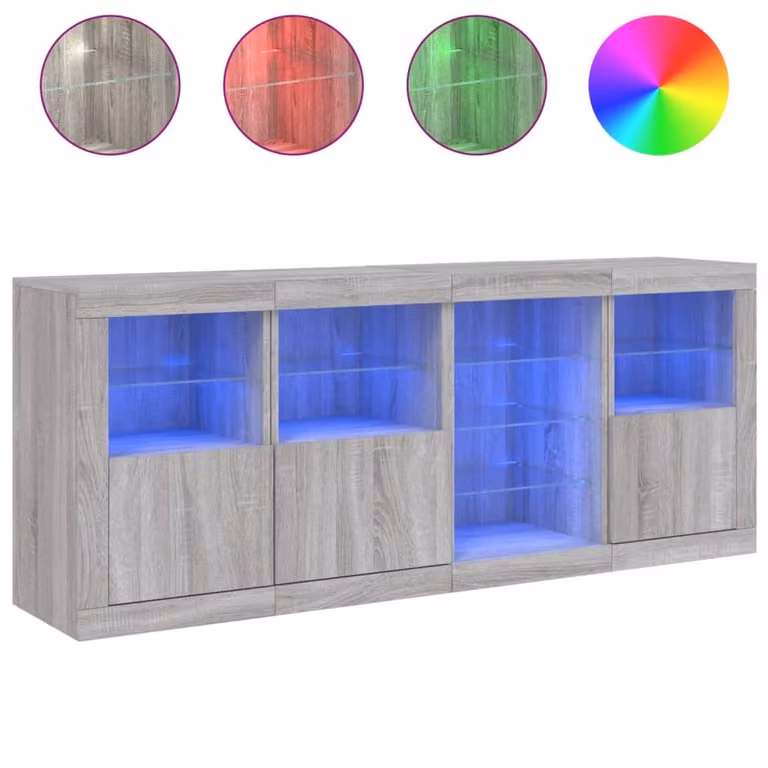 Credenza con Luci LED Grigio Sonoma 164x37x67 cm