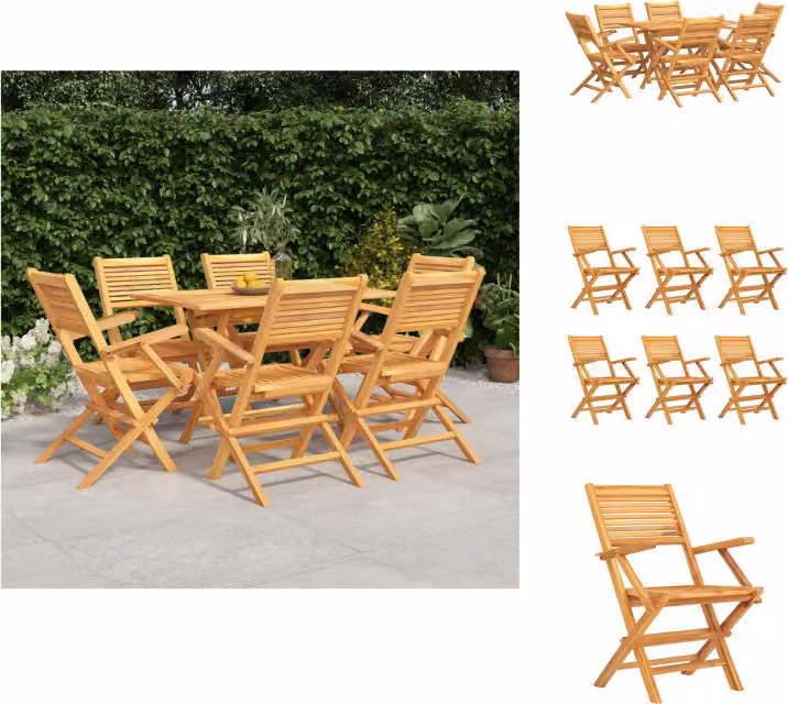 vidaXL set da pranzo da giardino 7 pezzi in teak massiccio - Set di mobili da giardino