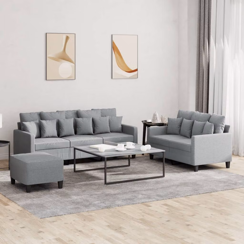 Maison Exclusive - Set divano 3 pezzi con cuscini in tessuto grigio chiaro