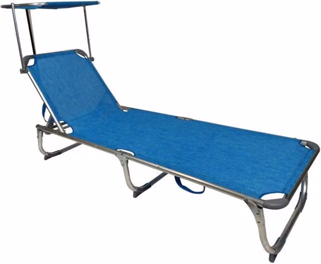 Set di 4 Lettini Con Parasole 187x58x30 Blu