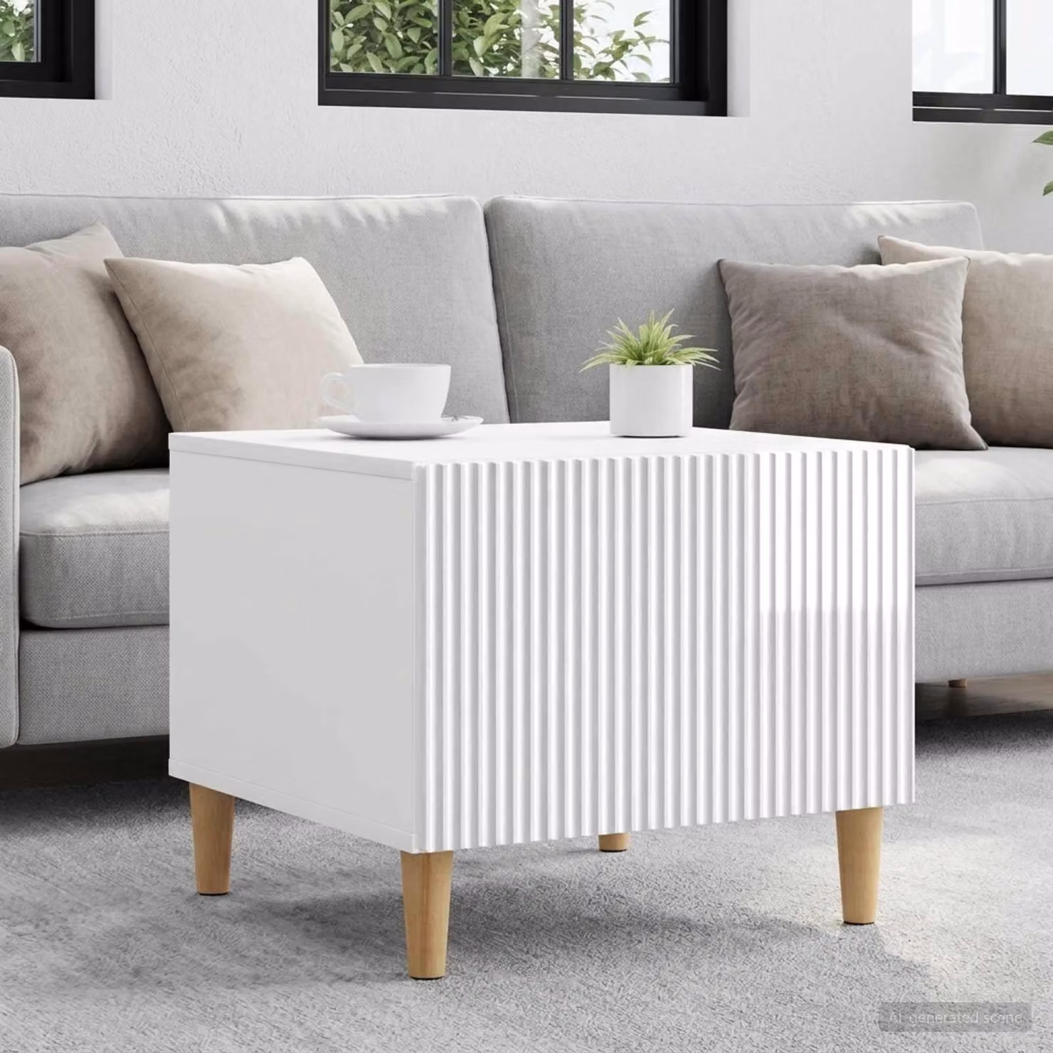 Maison Exclusive - Tavolino bianco lucido 49 x 50 x 40 cm in materiale derivato dal legno