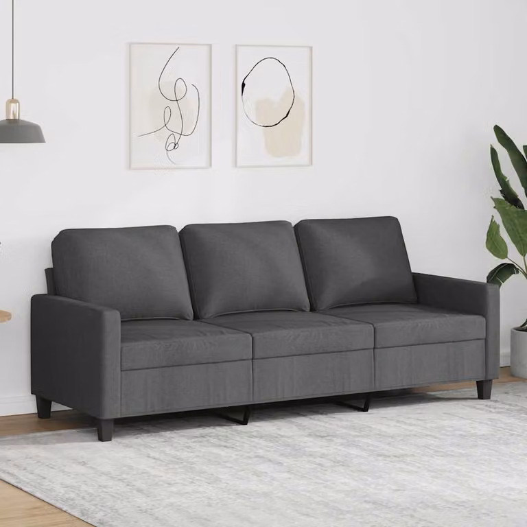 Divano a 3 posti moderno vidaXL in tessuto grigio con struttura in metallo per il tuo soggiorno L 198 x P 80 x H 77 cm