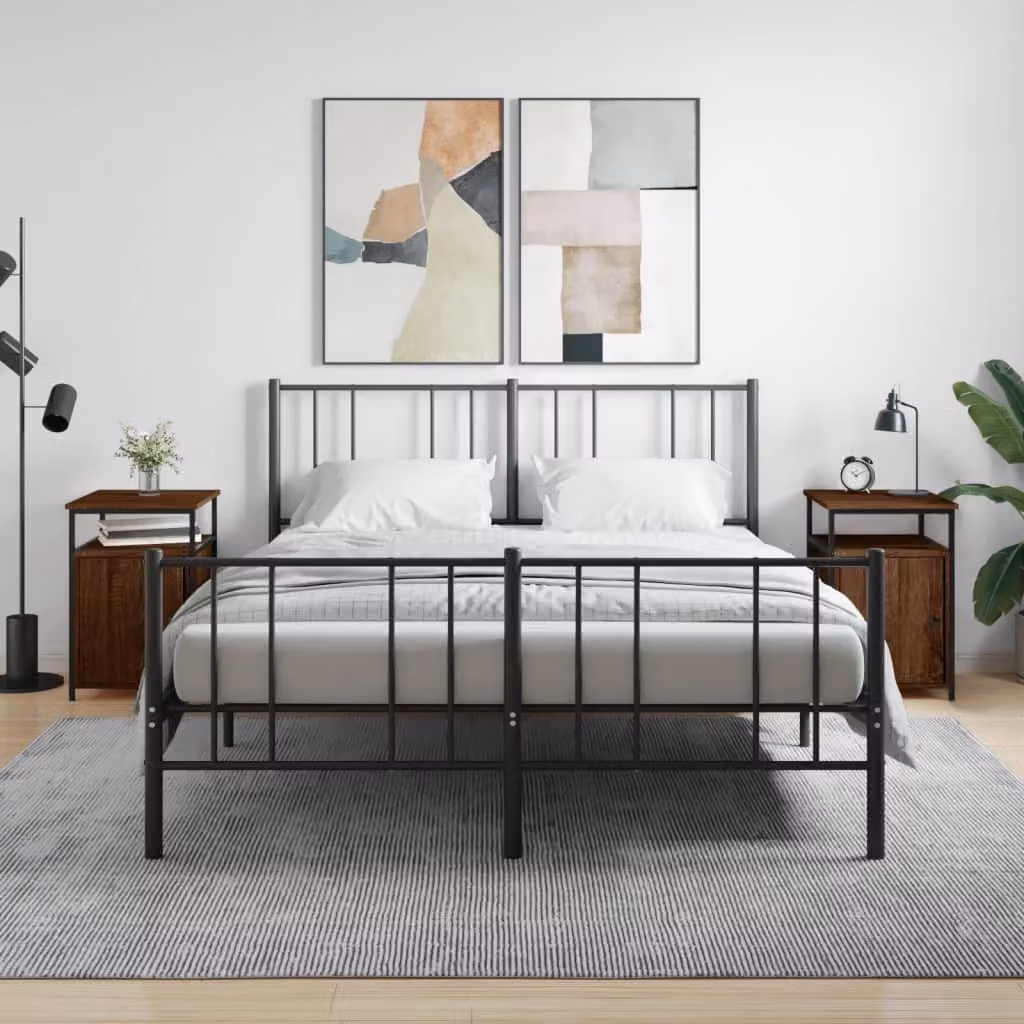 Set di 2 comodini vidaXL in legno rovere marrone, design moderno per camera da letto o soggiorno, L 40 cm x P 42 cm x H 60 cm