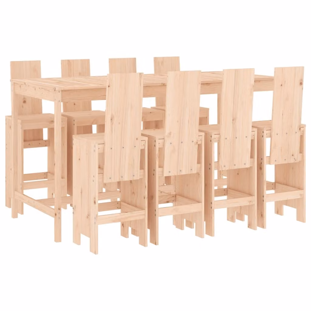 Set Bar da Giardino 9 pz in Legno Massello di Pino
