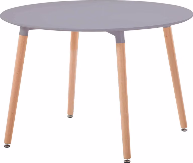 Milani Home - tavolo da pranzo rotondo 120 cm in plastica e legno, grigio, stile scandinavo