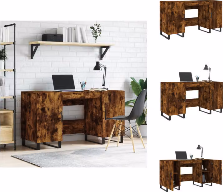 vidaXL Scrivania rovere fumé 140x50x75 cm materiale a base di legno - Scrivanie