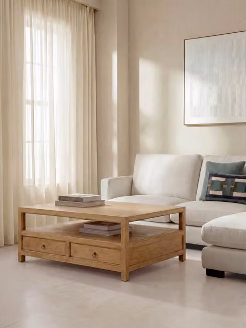 Tavolino quadrato in legno di mango stile rustico marrone Kenay Home L: 45,5 cm, P: 45,5 cm, H: 45,5 cm