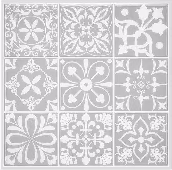 Mosaico di adesivi vintage - Motivi a pietre antiche - Decorazioni autoadesive - Arte murale di ispirazione barocca - 30 x 30 centimetri - Decorazioni murali autoadesive per bagno e cucina