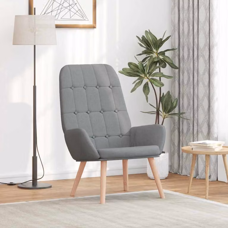 Sedia Relax vidaXL Grigio con Braccioli e Rivestimento in Tessuto