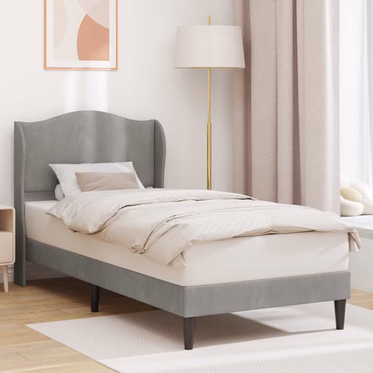 Struttura del letto moderna vidaXL in velluto grigio, L/P/H: 100 x 200 x 104 cm