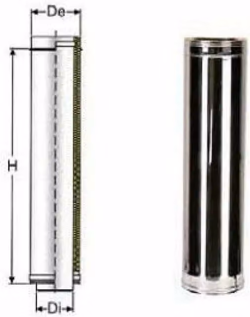 Tubo a doppia parete in acciaio inox AISI 316 Coxe By Edilidrico colore argento L: 1000 cm, P: 35 cm, H: 30 cm