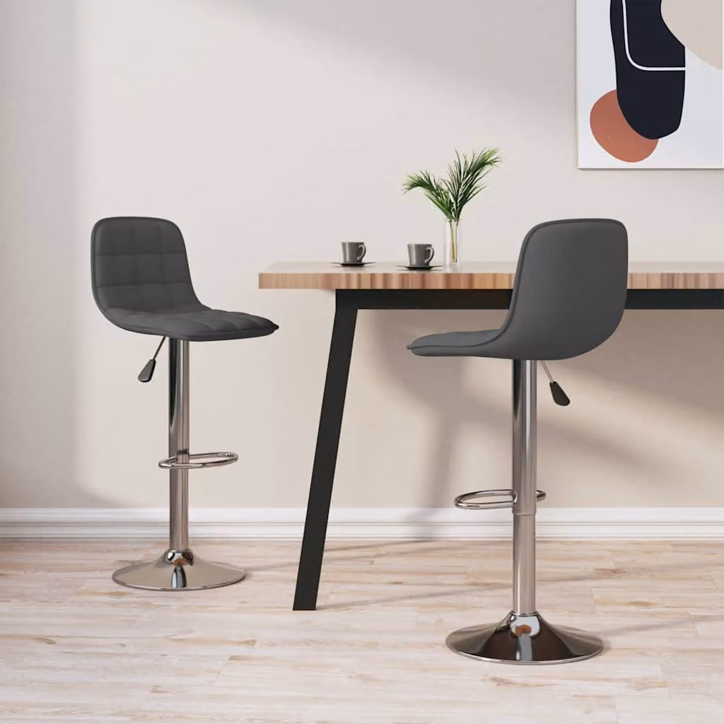Set di 2 sgabelli da bar vidaXL in tessuto grigio scuro con seduta girevole a 360 gradi
