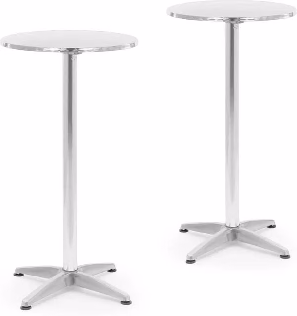 Set di 2 tavoli rotondi diametro 60 cm pieghevoli regolabili in altezza acciaio inox 14_0010034
