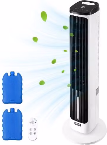 VEVOR Ventilatore da Pavimento Silenzioso con Velocità di 7,1 m/s Ventilatore Portatile Senza Pale a 70° per Interni con 9 Velocità, 4 Modalità, con Telecomando per Camera da Letto, Ufficio, Casa