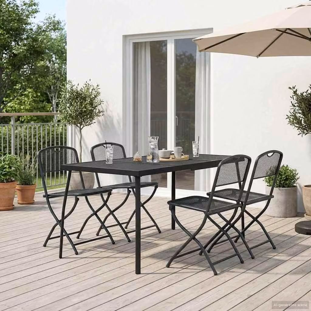 Maison Exclusive - Set di mobili da giardino, 5 pezzi, antracite, in ferro e acciaio