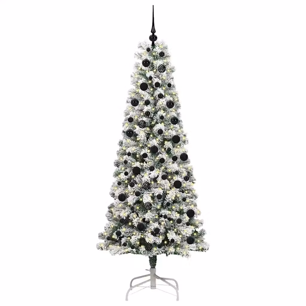Albero di Natale artificiale moderno vidaXL con rami pieghevoli e luci LED bianco caldo, Altezza: 210 cm – 2
